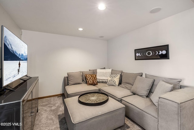 107 Lions Ln, Minturn, CO 81645 - carpeted living room featuring baseboards and recessed lighting