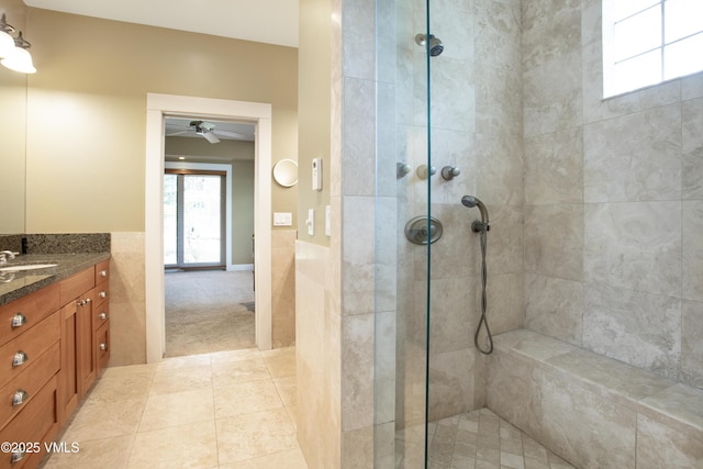 88 E Double Hitch, Eagle, CO 81631 - full bathroom featuring walk in shower, vanity, and a ceiling fan