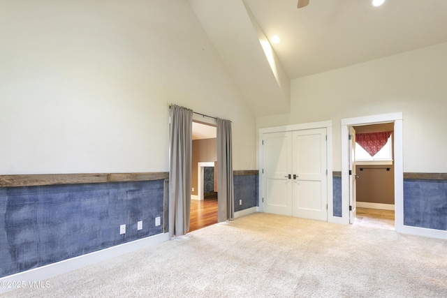 88 E Double Hitch, Eagle, CO 81631 - unfurnished bedroom with carpet flooring, high vaulted ceiling, a closet, and baseboards