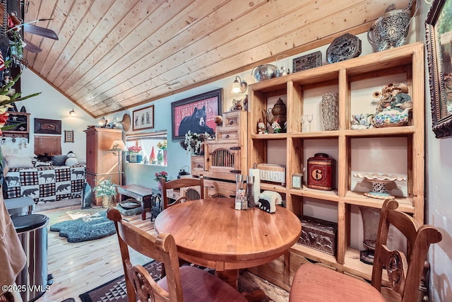 425 Howard St, Eagle, CO 81631 - dining room with wooden ceiling, vaulted ceiling, and wood-type flooring
