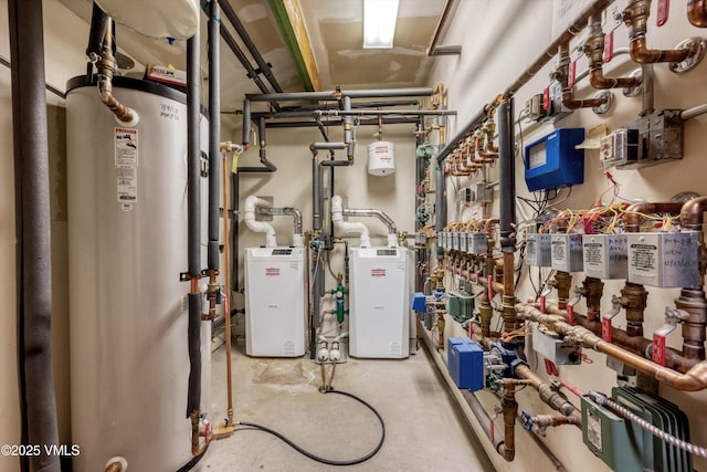 utility room with water heater