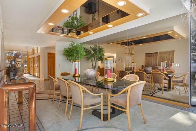 dining room with light tile patterned floors