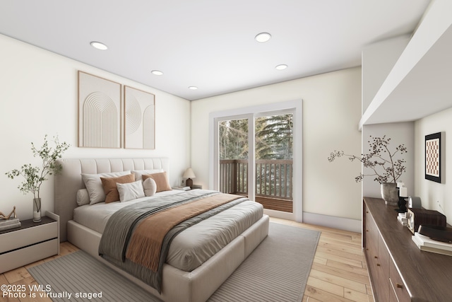 4524 Meadow Dr Unit 905, Vail, CO 81657 - bedroom with access to outside, light wood-type flooring, and recessed lighting