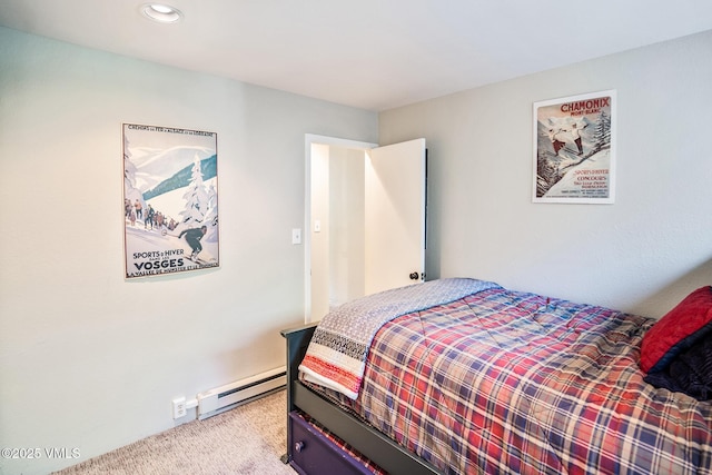 4031 Bighorn Rd Unit 9-H, Vail, CO 81657 - carpeted bedroom featuring a baseboard radiator and recessed lighting