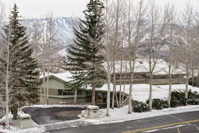 view of front of home with a mountain view