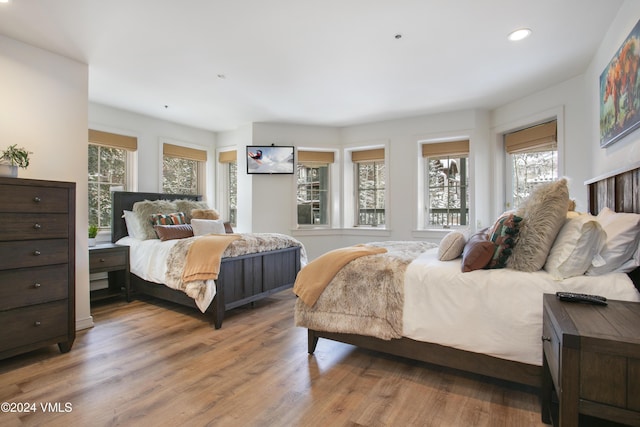 bedroom with hardwood / wood-style floors