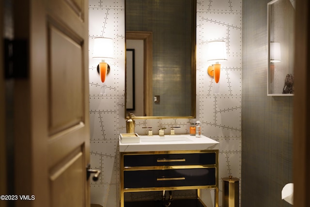 17 Chateau Ln Unit 501, Beaver Creek, CO 81620 - bathroom with vanity and tile walls