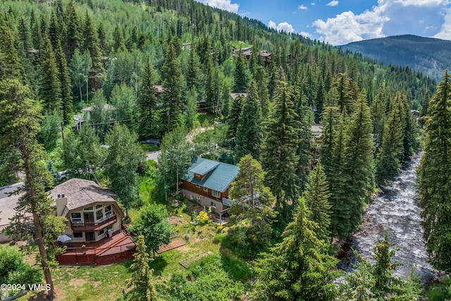 bird's eye view with a mountain view