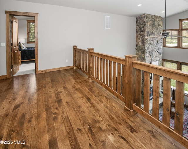 0017 Harvester Ct, Eagle, CO 81631 - corridor featuring wood finished floors, an upstairs landing, and baseboards