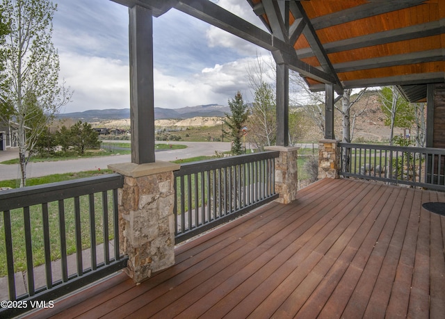 0017 Harvester Ct, Eagle, CO 81631 - wooden deck featuring a porch and a mountain view