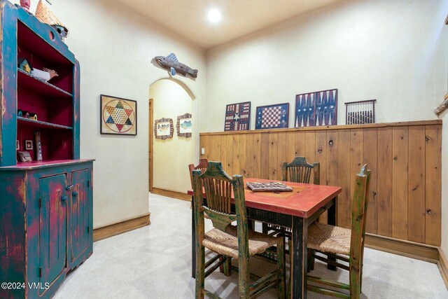 view of carpeted dining room