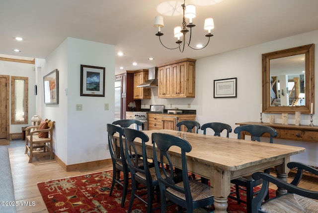 2111 Vermont Rd Unit A, Vail, CO 81657 - dining area featuring recessed lighting, light wood-style floors, and a chandelier