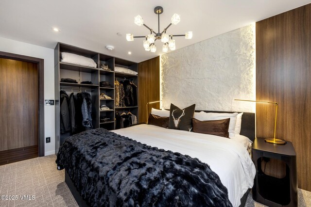 684 W Lionshead Cir Unit 302, Vail, CO 81657 - carpeted bedroom featuring a chandelier, a closet, and recessed lighting