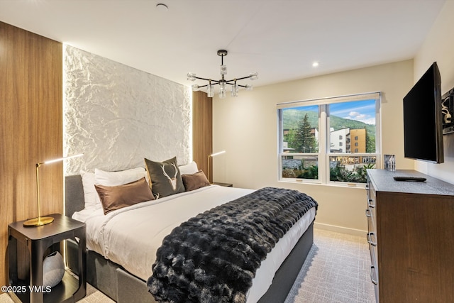 684 W Lionshead Cir Unit 302, Vail, CO 81657 - carpeted bedroom with a chandelier and recessed lighting