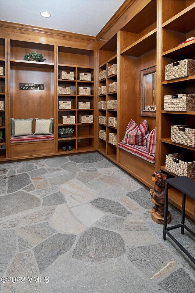 mudroom featuring carpet flooring