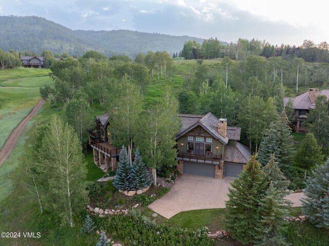 bird's eye view with a mountain view