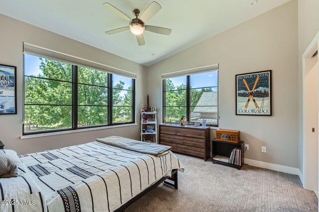 146 Robins Egg Ln, Eagle, CO 81631 - bedroom featuring lofted ceiling, carpet flooring, and a ceiling fan