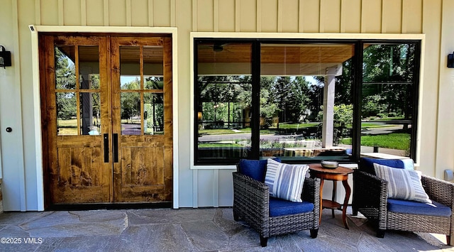 146 Robins Egg Ln, Eagle, CO 81631 - property entrance featuring french doors and board and batten siding