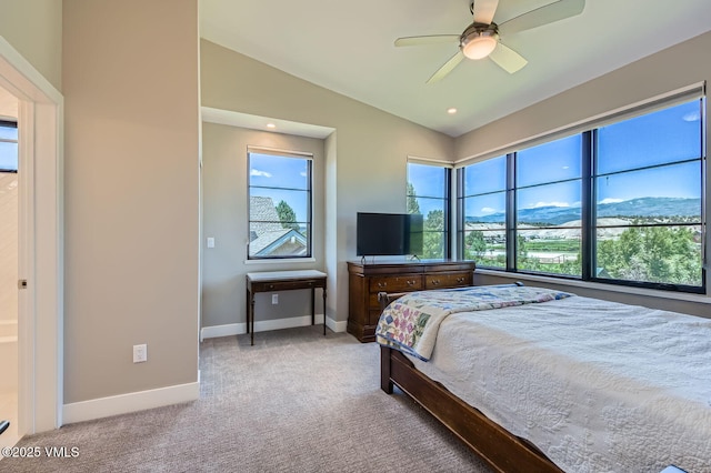 146 Robins Egg Ln, Eagle, CO 81631 - bedroom featuring carpet flooring, vaulted ceiling, ceiling fan, and recessed lighting
