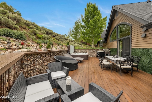 5780 Wildridge Rd E Unit A, Avon, CO 81620 - wooden deck featuring outdoor dining area and a grill