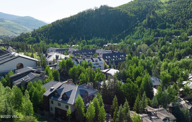 aerial view with a mountain view