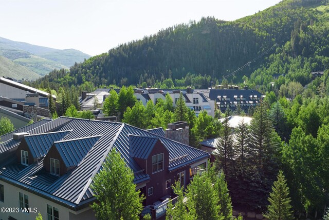 aerial view with a mountain view