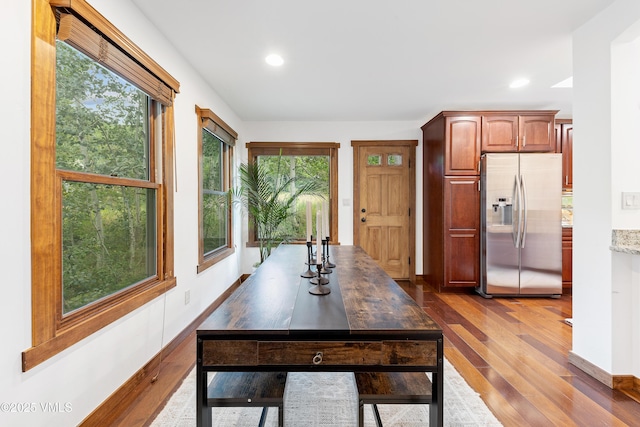 4254 Columbine Way Unit 9, Vail, CO 81657 - dining room featuring dark wood-type flooring and recessed lighting