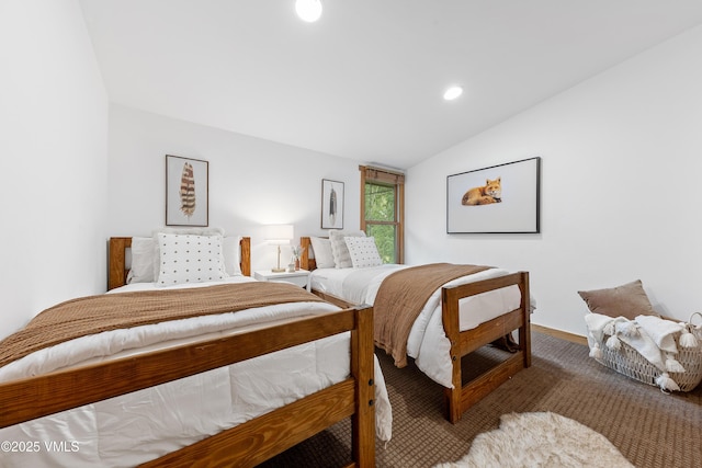 4254 Columbine Way Unit 9, Vail, CO 81657 - carpeted bedroom featuring lofted ceiling and recessed lighting
