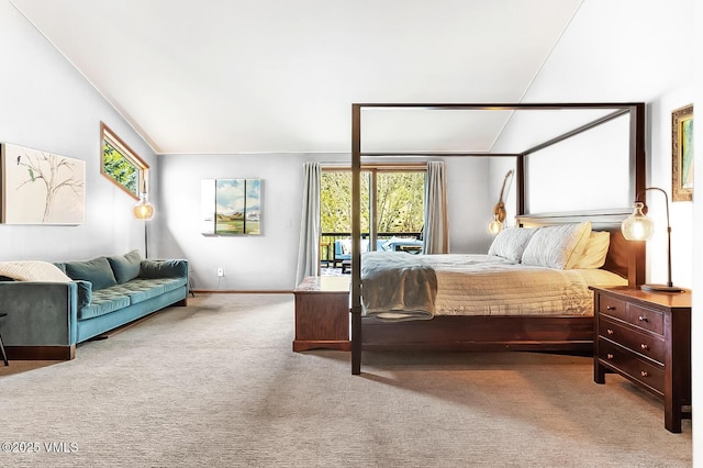 961 June Creek Rd, Edwards, CO 81632 - carpeted bedroom featuring lofted ceiling and access to outside