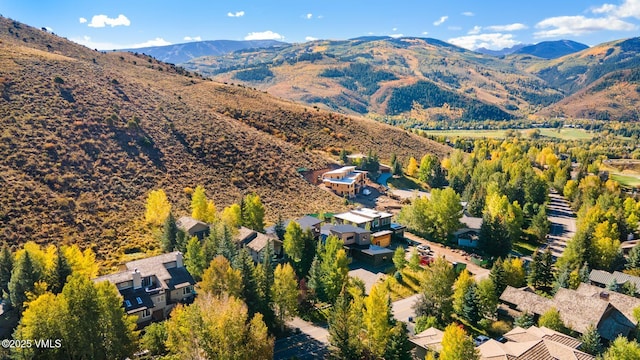 drone / aerial view of a mountainous background