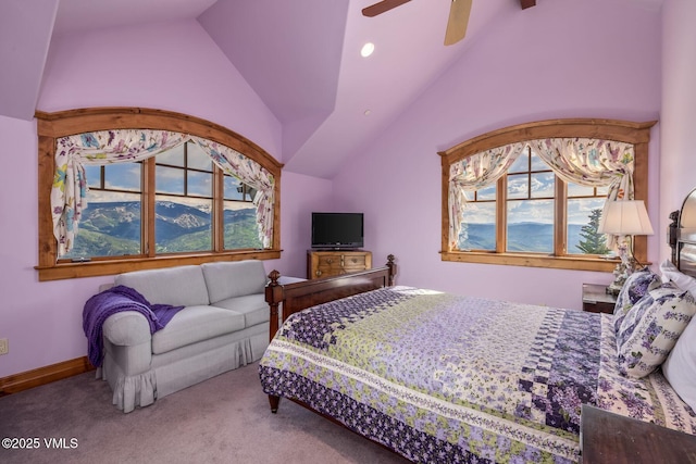 1006 Chiming Bells, Avon, CO 81620 - carpeted bedroom featuring lofted ceiling and a ceiling fan