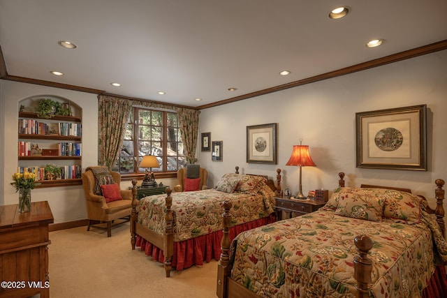 443 Beaver Dam Rd, Vail, CO 81657 - carpeted bedroom featuring ornamental molding, recessed lighting, and baseboards
