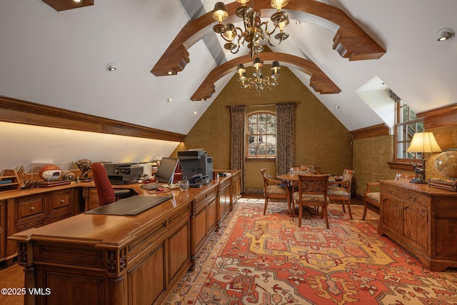 443 Beaver Dam Rd, Vail, CO 81657 - office space with a chandelier and lofted ceiling