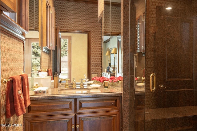 443 Beaver Dam Rd, Vail, CO 81657 - bathroom featuring vanity and a shower stall
