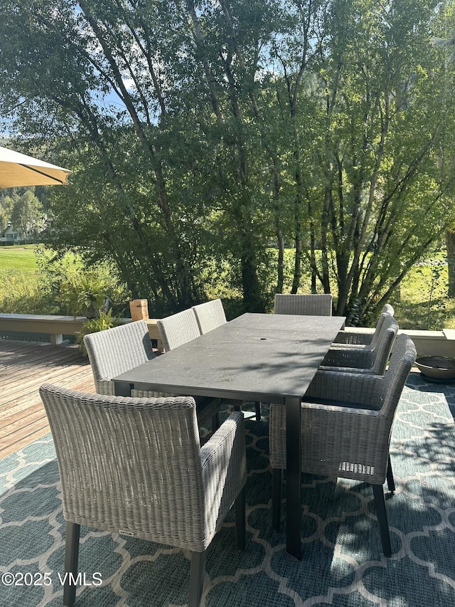 358 Stone Creek Dr Unit 1, Eagle-Vail, CO 81620 - wooden terrace with outdoor dining area