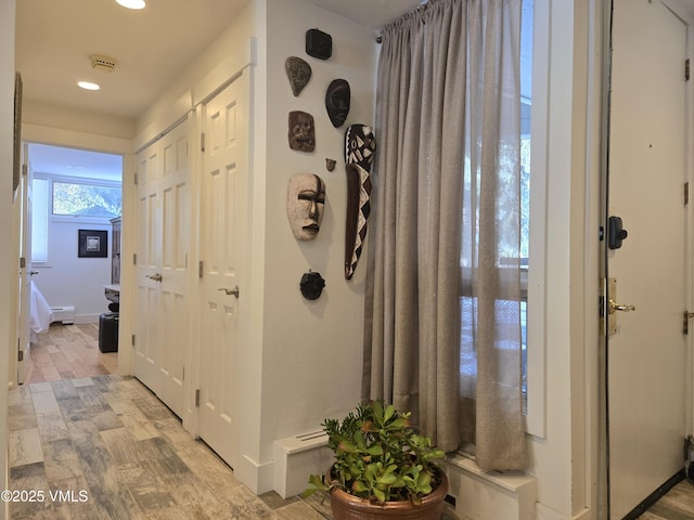 hall featuring light wood-type flooring