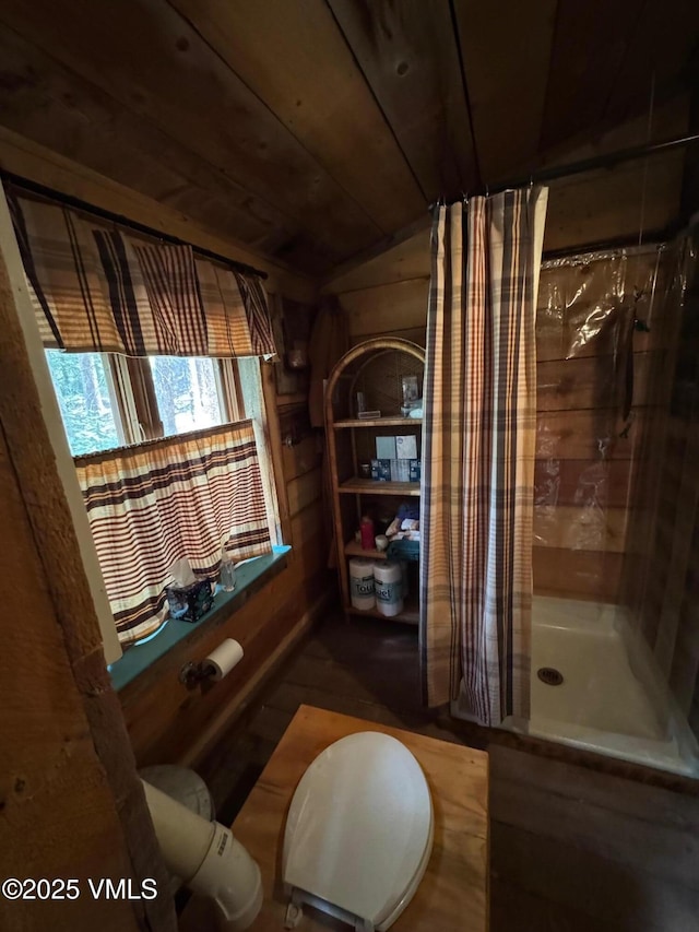 1234 6th St, Eagle, CO 81631 - bathroom with a shower stall and vaulted ceiling