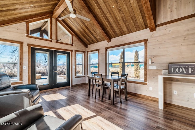 329 River Frontage Rd Unit 18, Silt, CO 81652 - dining room with wooden ceiling, wood finished floors, and beam ceiling