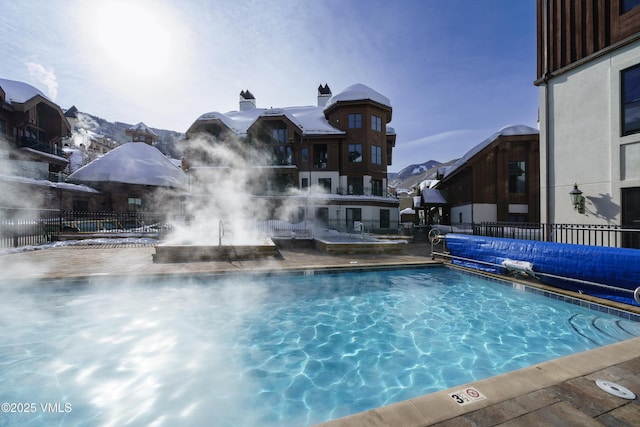 view of pool featuring a mountain view