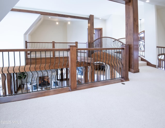 460 El Mirador Rd, Edwards, CO 81632 - interior space featuring an upstairs landing, carpet, and recessed lighting