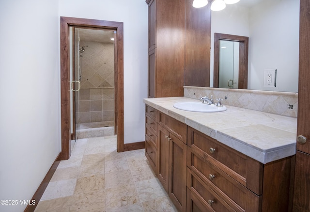 460 El Mirador Rd, Edwards, CO 81632 - full bath with vanity, baseboards, and a shower stall