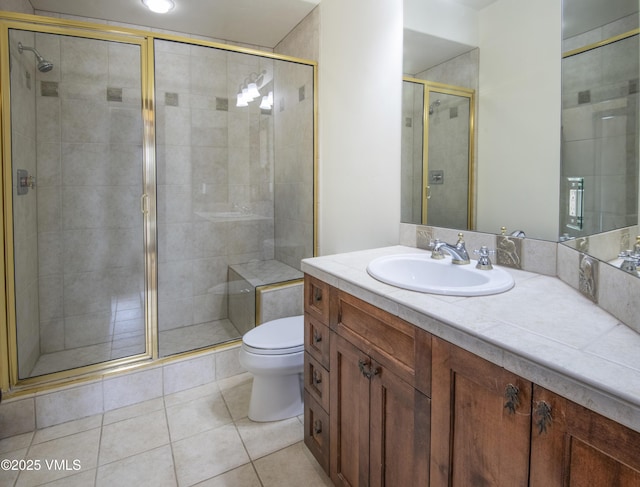 460 El Mirador Rd, Edwards, CO 81632 - full bathroom with vanity, toilet, tile patterned flooring, and a stall shower