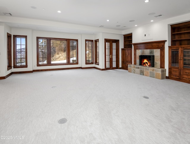 460 El Mirador Rd, Edwards, CO 81632 - unfurnished living room with a fireplace, baseboards, recessed lighting, and carpet