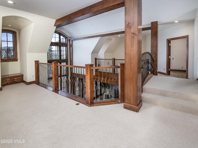 460 El Mirador Rd, Edwards, CO 81632 - additional living space with carpet floors, baseboards, lofted ceiling, and recessed lighting