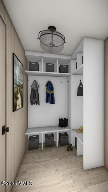 mudroom with light wood-style floors