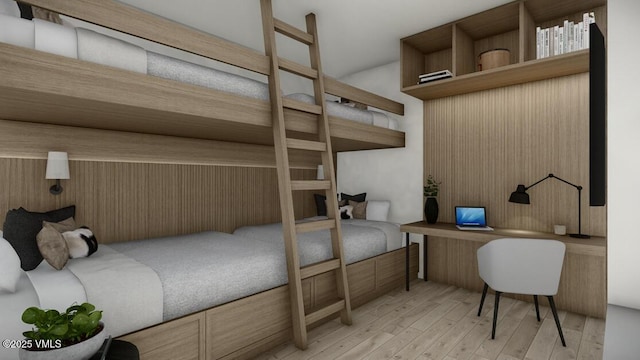 bedroom with light wood-style flooring