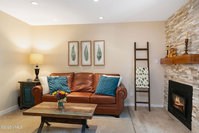 4610 Vail Racquet Club Dr Unit 2, Vail, CO 81657 - living area featuring a fireplace and recessed lighting