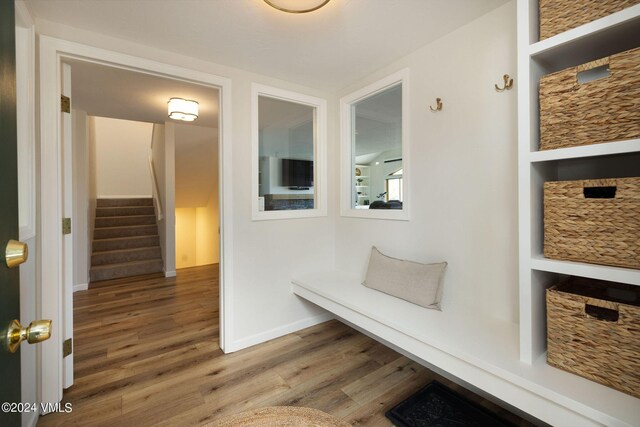 mudroom featuring hardwood / wood-style floors