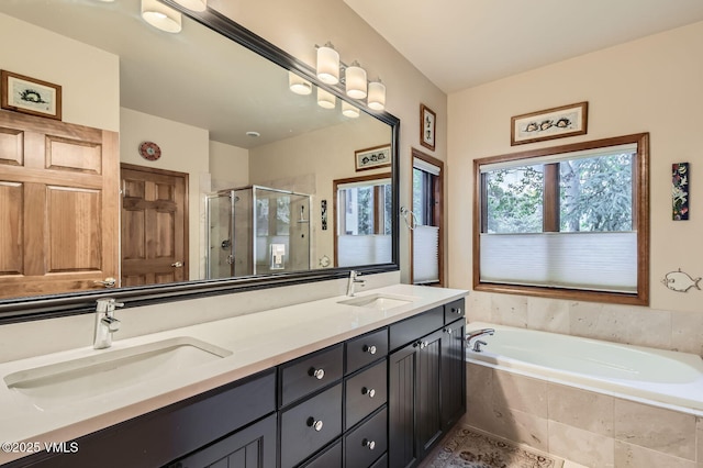 803 June Creek Rd, Edwards, CO 81632 - bathroom with a shower stall, a garden tub, and double vanity