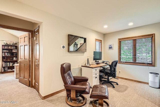 803 June Creek Rd, Edwards, CO 81632 - office with light carpet, baseboards, and recessed lighting